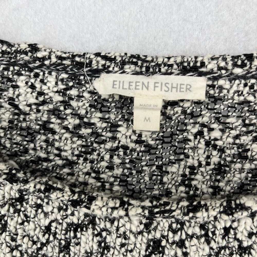 EILEEN FISHER Sweater M Cotton Viscose Slub Melange Chunky Knit Pullover Gray - Picture 12 of 16